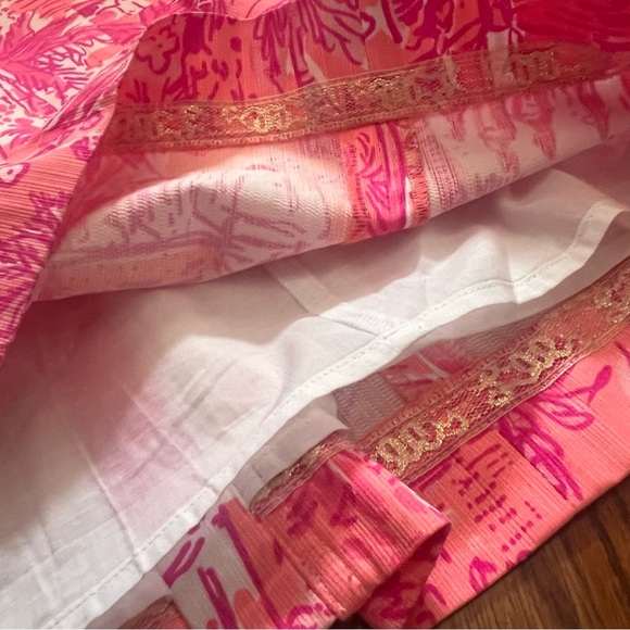 Like New Lilly Pulitzer Simone Shift Pink & White Dress, T Strap Neckline, 0 - Picture 9 of 11